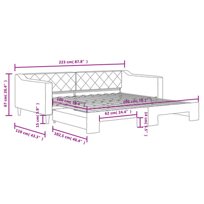 Tagesbett Ausziehbar Dunkelgrau 100x200 cm Stoff