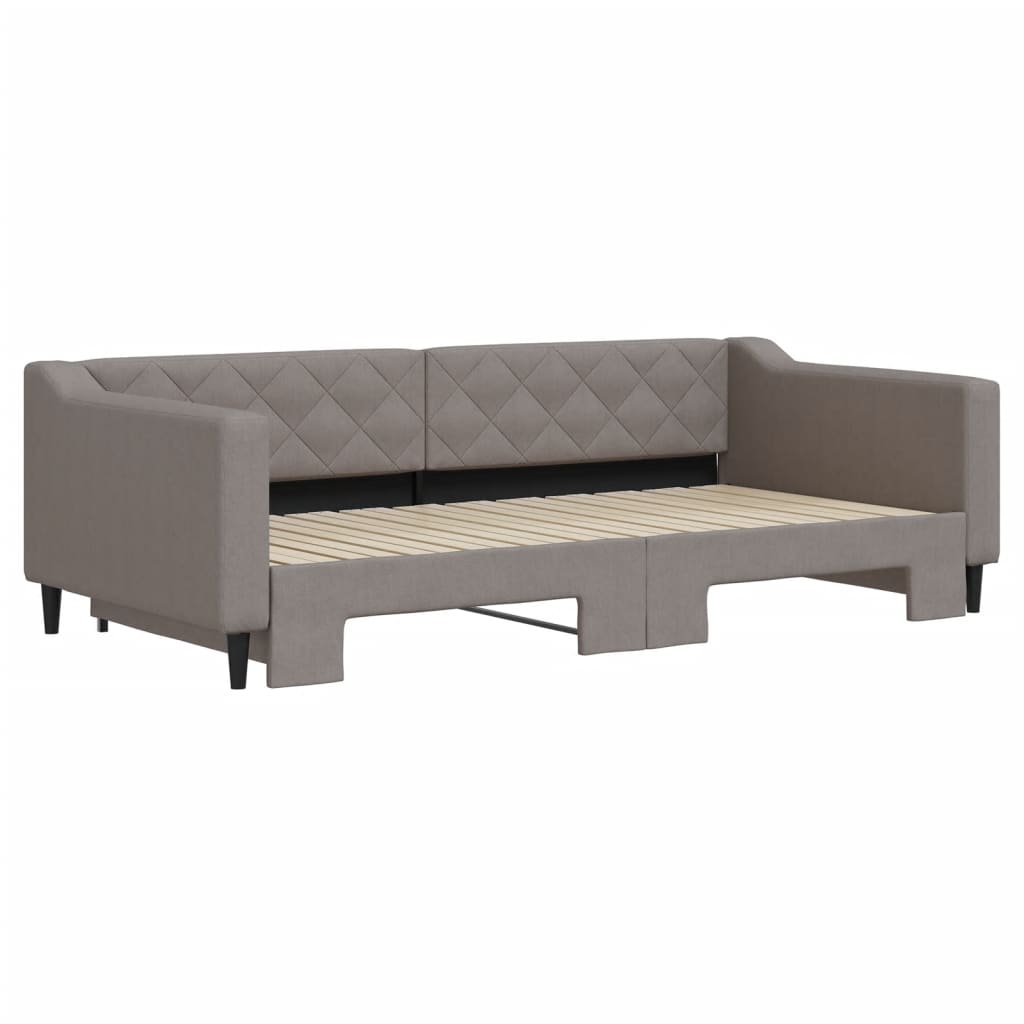 Tagesbett Ausziehbar Taupe 100x200 cm Stoff