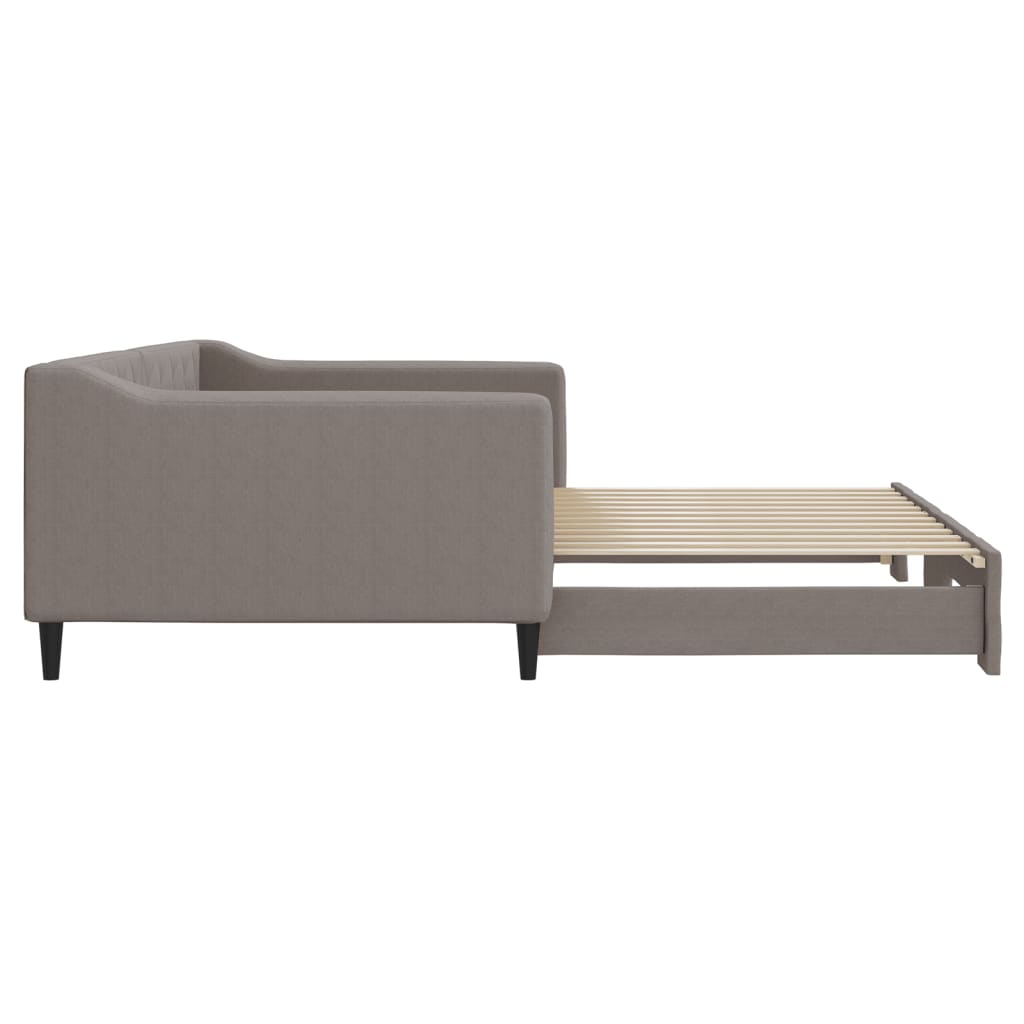 Tagesbett Ausziehbar Taupe 100x200 cm Stoff