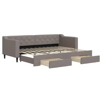 Tagesbett Ausziehbar mit Schubladen Taupe 80x200 cm Stoff