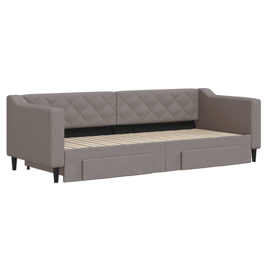 Tagesbett Ausziehbar mit Schubladen Taupe 80x200 cm Stoff