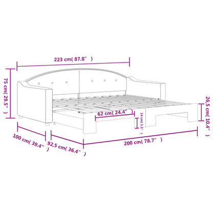 Tagesbett Ausziehbar Hellgrau 90x200 cm Stoff