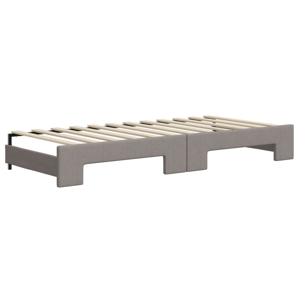 Tagesbett Ausziehbar Taupe 90x200 cm Stoff