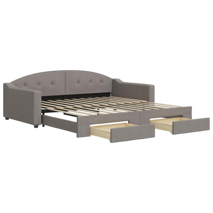 Tagesbett Ausziehbar mit Schubladen Taupe 100x200 cm Stoff