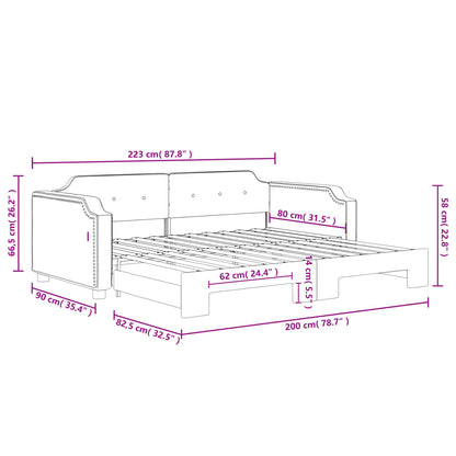 Tagesbett Ausziehbar Schwarz 80x200 cm Stoff