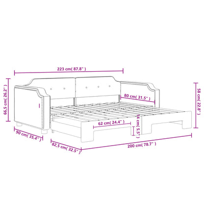 Tagesbett Ausziehbar Taupe 80x200 cm Stoff