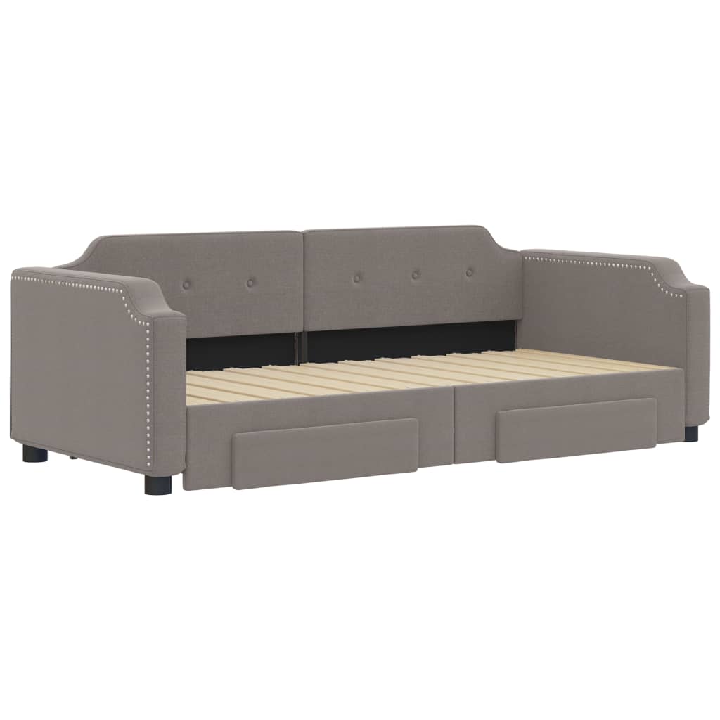 Tagesbett Ausziehbar mit Schubladen Taupe 100x200 cm Stoff