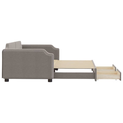 Tagesbett Ausziehbar mit Schubladen Taupe 100x200 cm Stoff