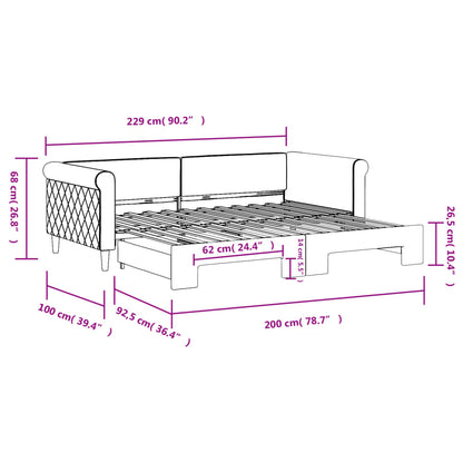 Tagesbett Ausziehbar Dunkelgrau 90x200 cm Samt