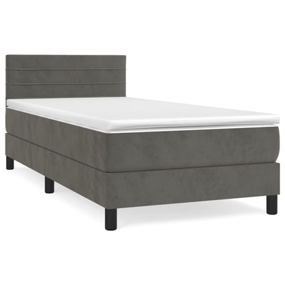 Boxspringbett mit Matratze Dunkelgrau 90x200 cm Samt