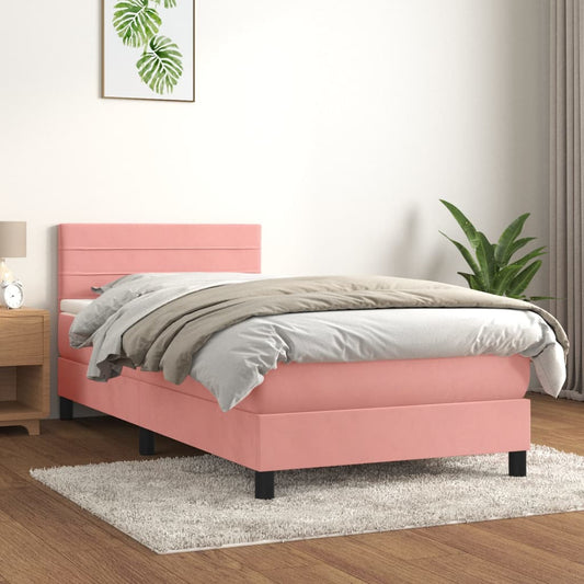 Boxspringbett mit Matratze Rosa 90x200 cm Samt