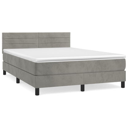 Box spring krevet s madracem svijetlo sivi 140x200 cm baršun