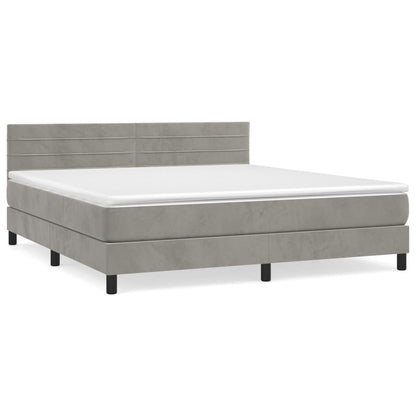 Boxspringbett mit Matratze Hellgrau 160x200 cm Samt