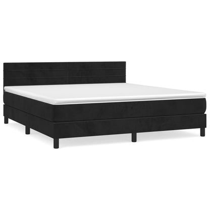 Box spring bed with mattress black 180x200 cm velvet