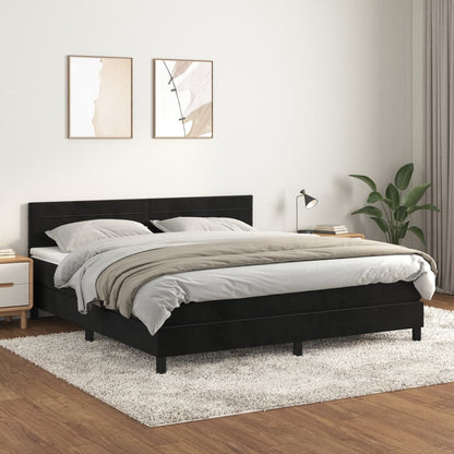 Box spring bed with mattress black 180x200 cm velvet