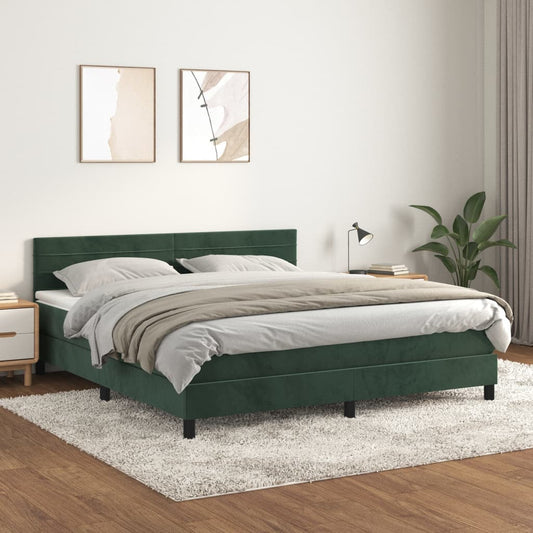 Boxspringbett mit Matratze Dunkelgrün 180x200 cm Samt