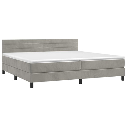 Boxspringbett mit Matratze Hellgrau 200x200 cm Samt