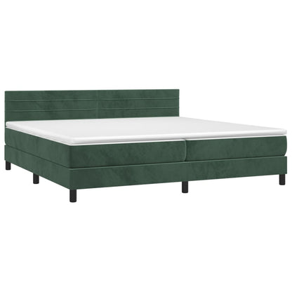 Box spring bed with mattress dark green 200x200 cm velvet