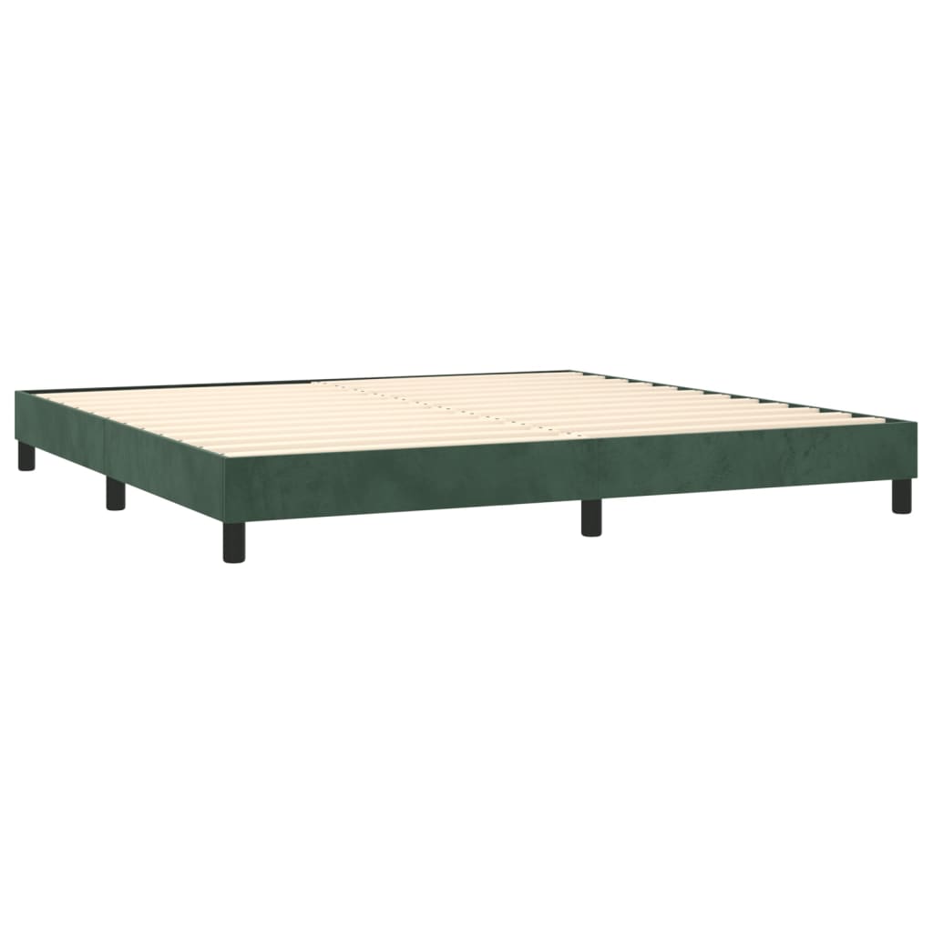 Box spring bed with mattress dark green 200x200 cm velvet