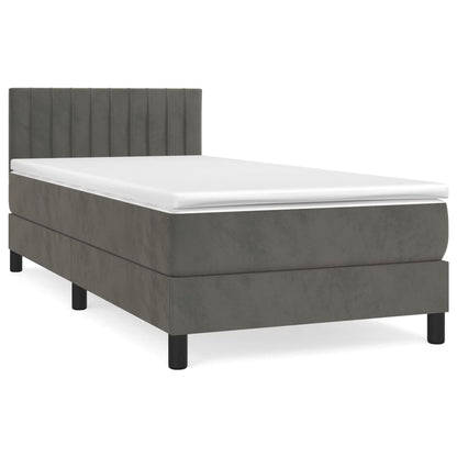 Boxspringbett mit Matratze Dunkelgrau 90x200 cm Samt