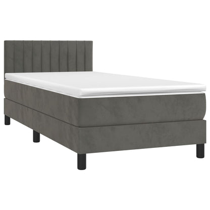 Boxspringbett mit Matratze Dunkelgrau 90x200 cm Samt