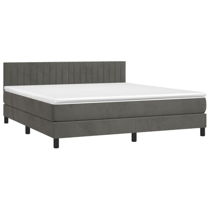 Boxspringbett mit Matratze Dunkelgrau 160x200 cm Samt