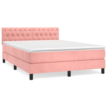 Boxspringbett mit Matratze Rosa 140x200 cm Samt