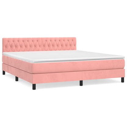 Boxspringbett mit Matratze Rosa 180x200 cm Samt