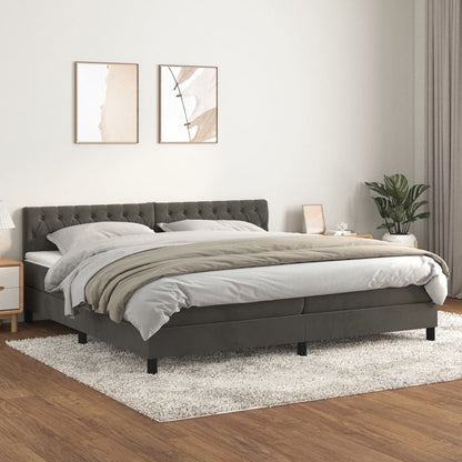 Box spring krevet s madracem tamno sivi 200x200 cm baršun