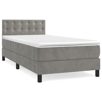 Boxspringbett mit Matratze Hellgrau 90x200 cm Samt