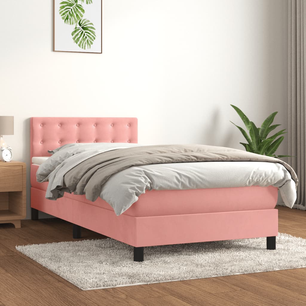 Boxspringbett mit Matratze Rosa 90x200 cm Samt