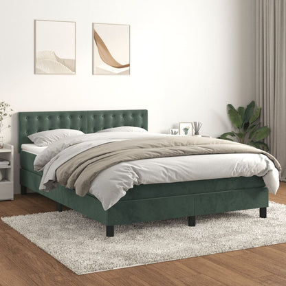 Boxspringbett mit Matratze Dunkelgrün 140x200 cm Samt