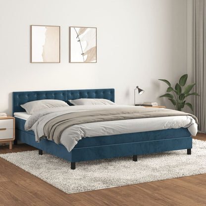 Boxspringbett mit Matratze Dunkelblau 180x200 cm Samt