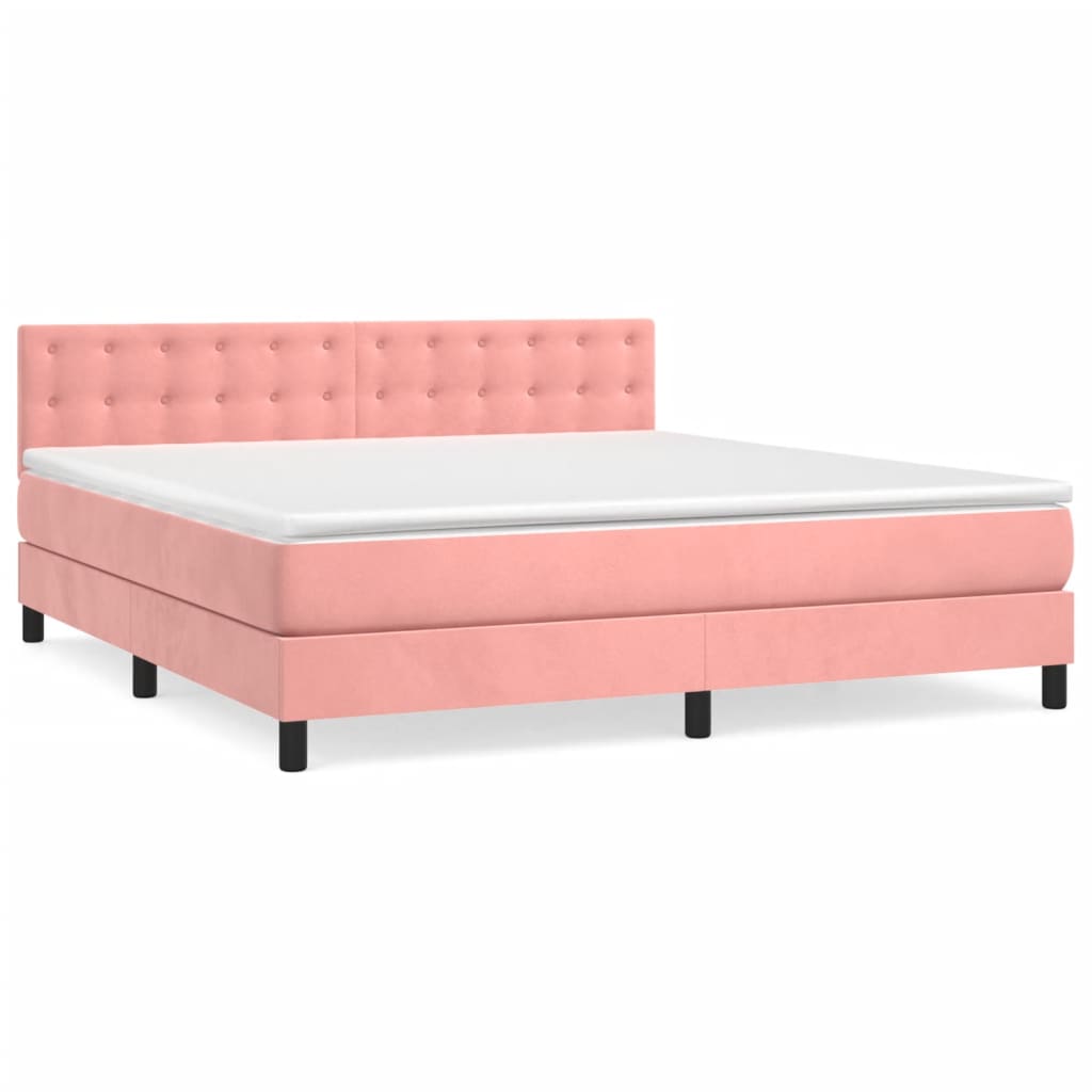 Boxspringbett mit Matratze Rosa 180x200 cm Samt