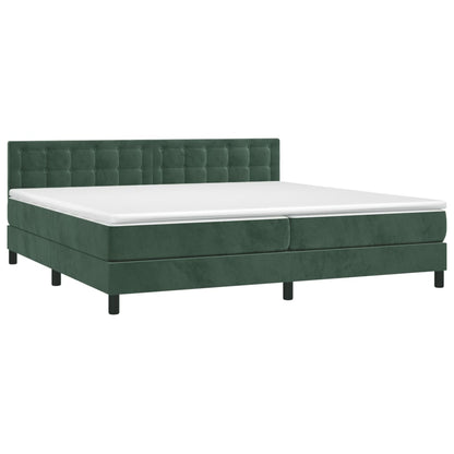 Box spring bed with mattress dark green 200x200 cm velvet