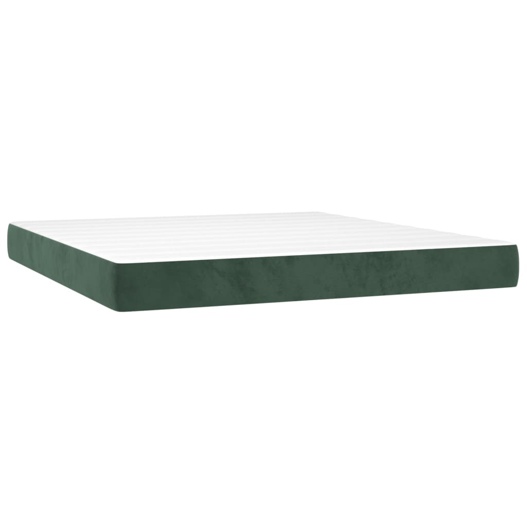 Box spring bed with mattress dark green 200x200 cm velvet