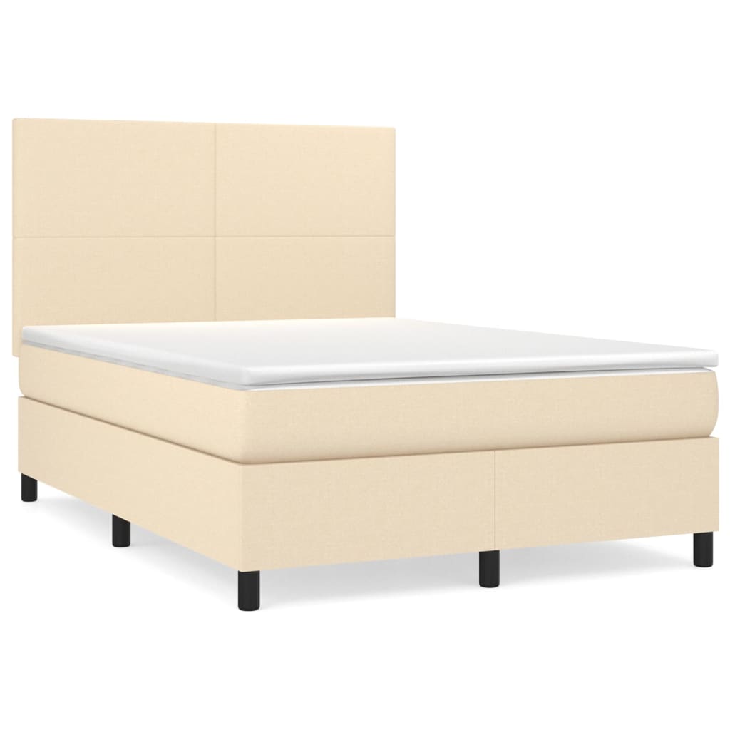 Boxspringbett mit Matratze Creme 140x200 cm Stoff