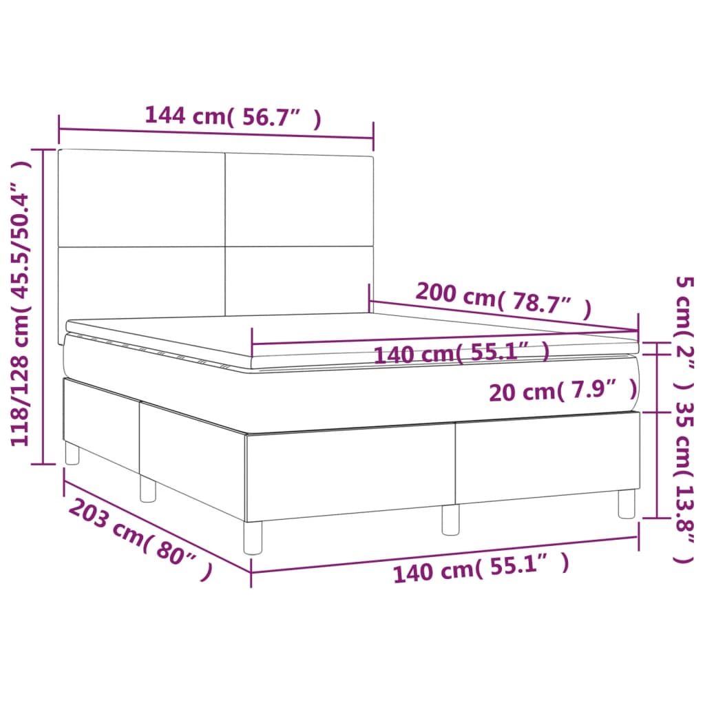 Boxspringbett mit Matratze Blau 140x200 cm Stoff