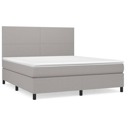 Box spring bed with mattress light grey 160x200 cm fabric