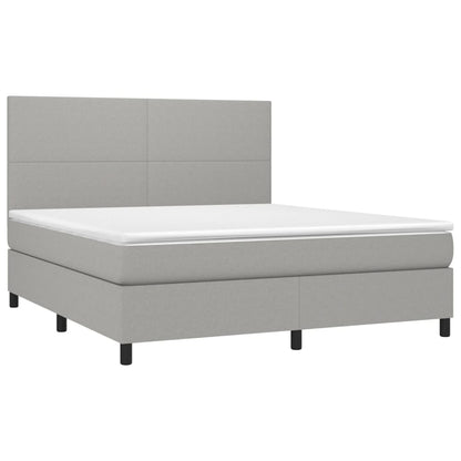 Box spring bed with mattress light grey 160x200 cm fabric