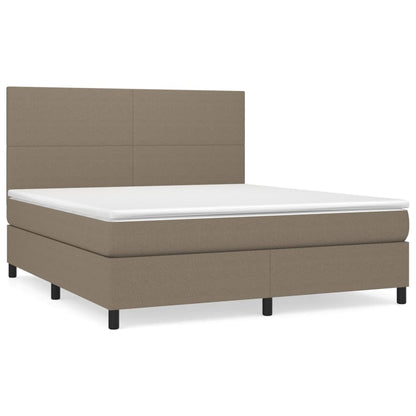 Box spring bed with mattress taupe 160x200 cm fabric