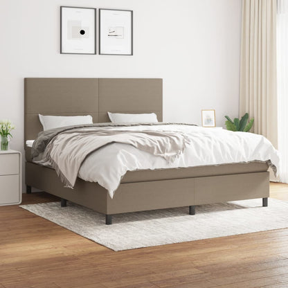 Box spring bed with mattress taupe 160x200 cm fabric