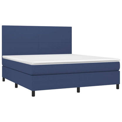 Boxspringbett mit Matratze Blau 160x200 cm Stoff