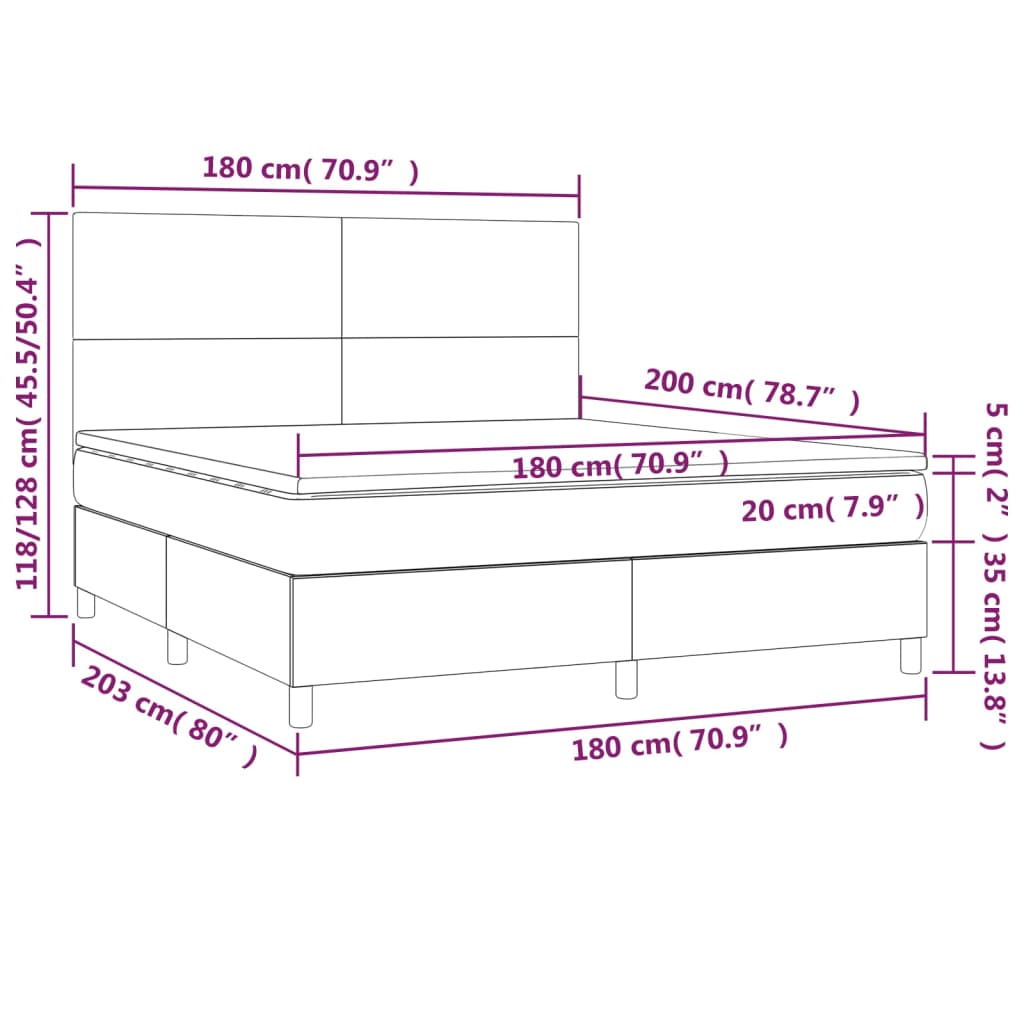 Boxspringbett mit Matratze Hellgrau 180x200 cm Stoff