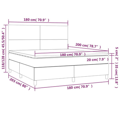 Boxspringbett mit Matratze Hellgrau 180x200 cm Stoff