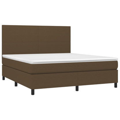 Box spring krevet s madracem tamno smeđa tkanina 180x200 cm