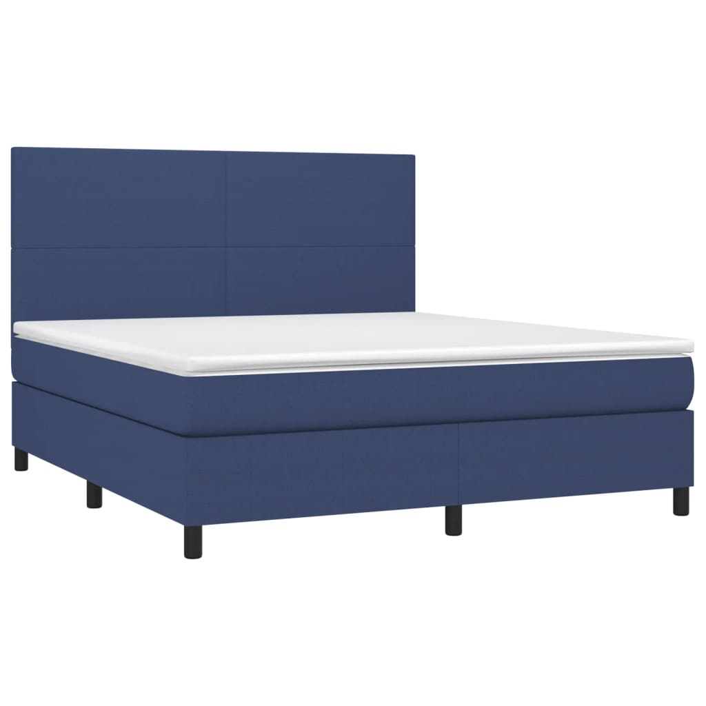 Boxspringbett mit Matratze Blau 180x200 cm Stoff