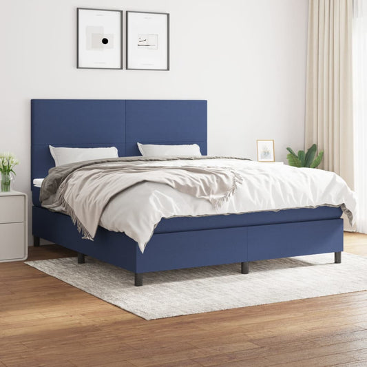 Boxspringbett mit Matratze Blau 180x200 cm Stoff