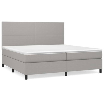 Box spring bed with mattress light grey 200x200 cm fabric