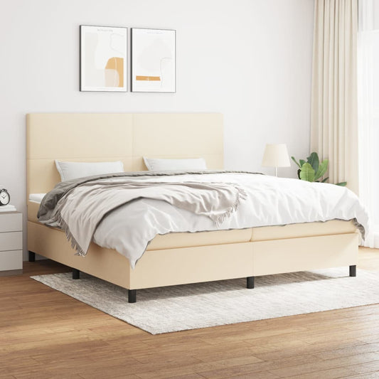 Boxspringbett mit Matratze Creme 200x200 cm Stoff